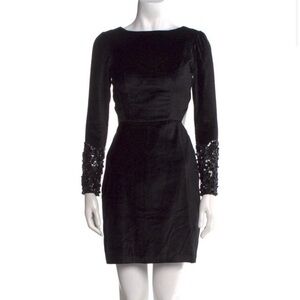 PatBO Black Long Sleeve Dress with Sequin Cuffs